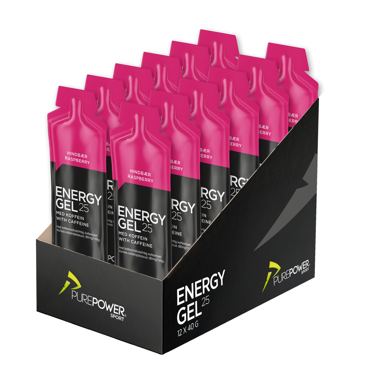 Energy Gel Koffein Hindbær 12 x 40 g