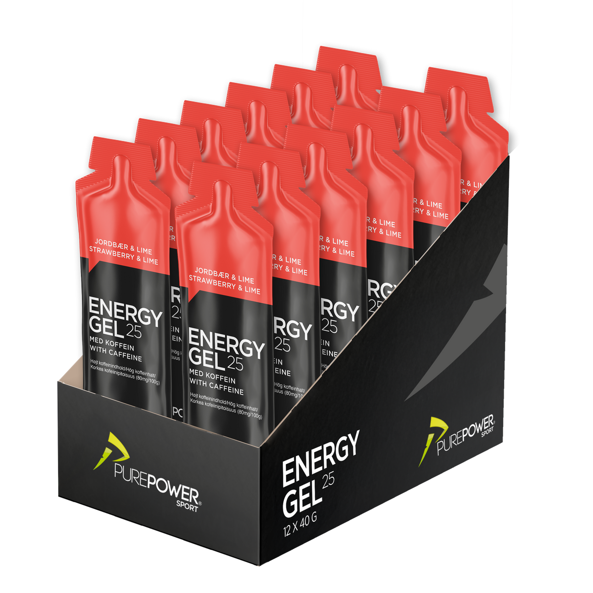 Energy Gel Koffein Jordbær/Lime 12 x 40 g