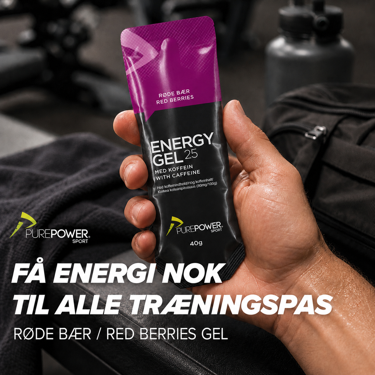 Energy Gel Koffein Røde Bær 40 g