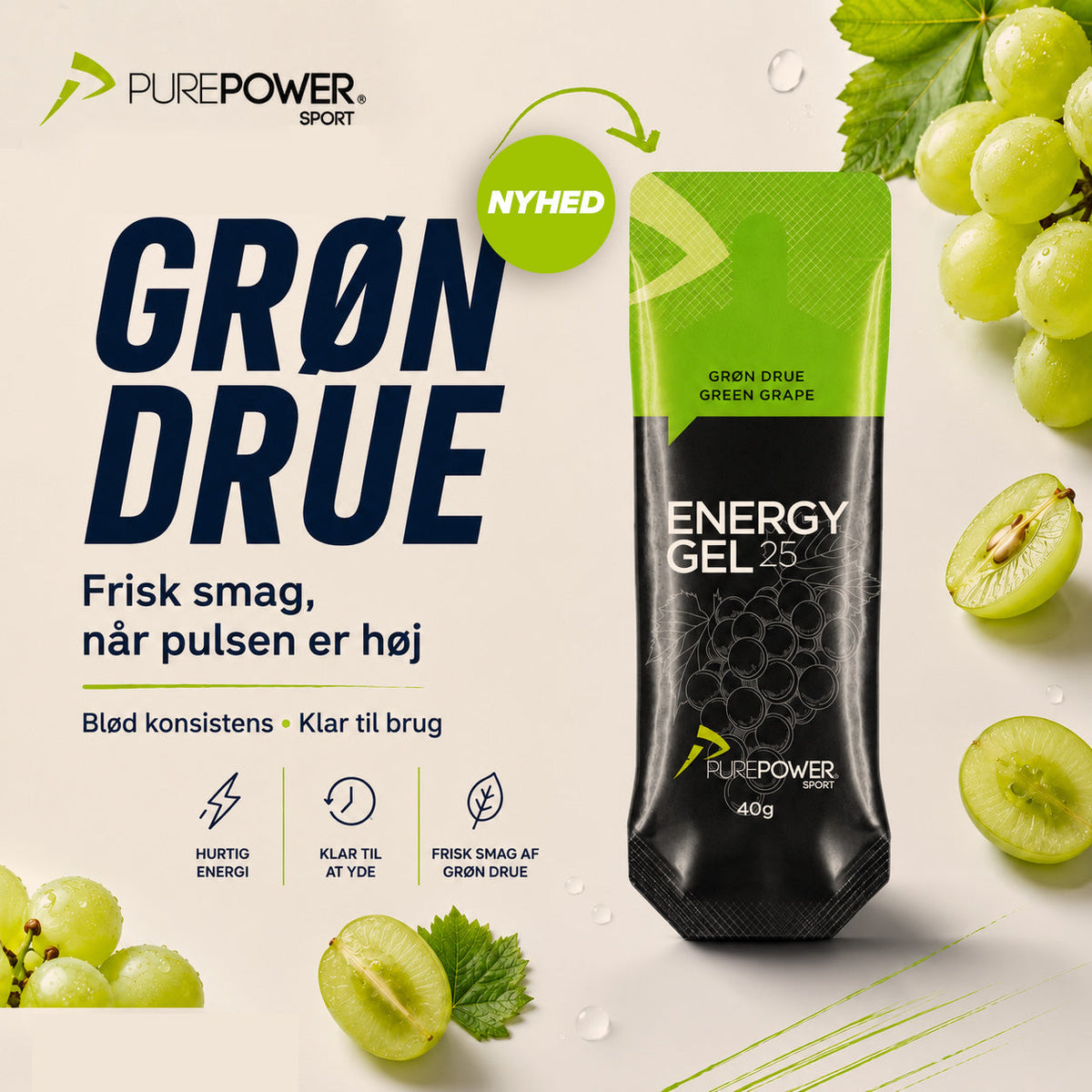 Energy Gel Grøn Drue 40 g