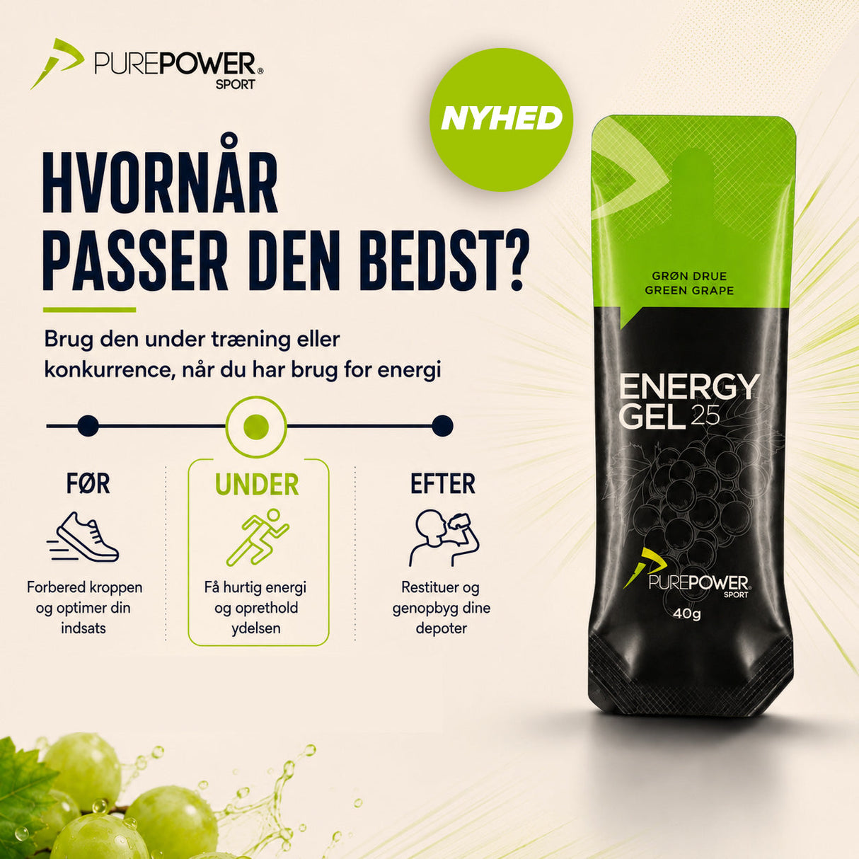 Energy Gel Grøn Drue 40 g