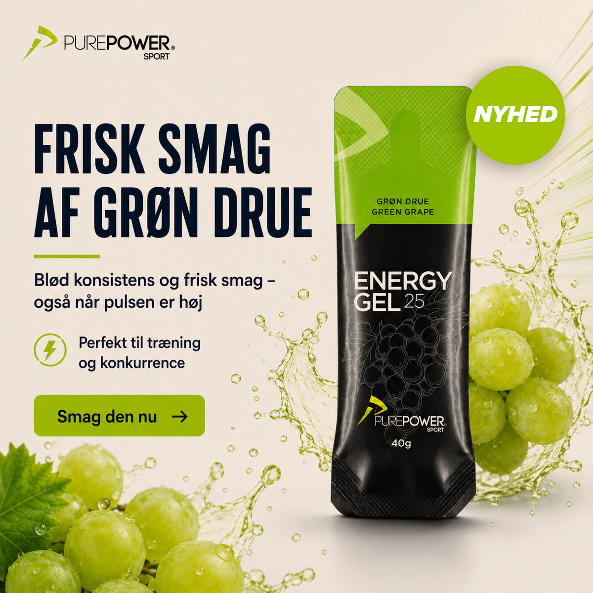 Energy Gel Grøn Drue 40 g