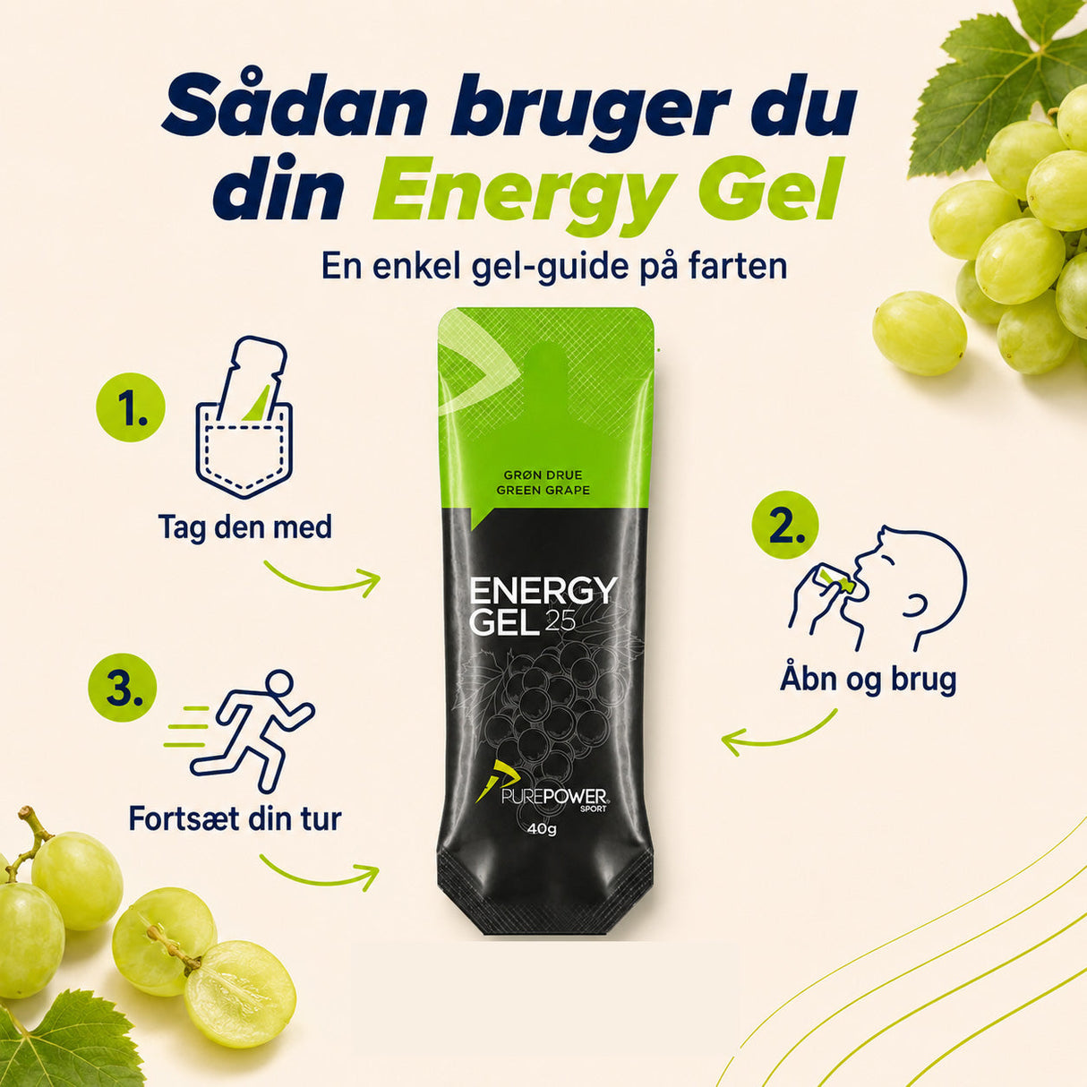 Energy Gel Grøn Drue 40 g