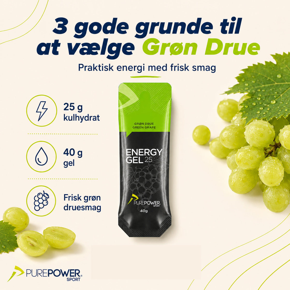 Energy Gel Grøn Drue 40 g