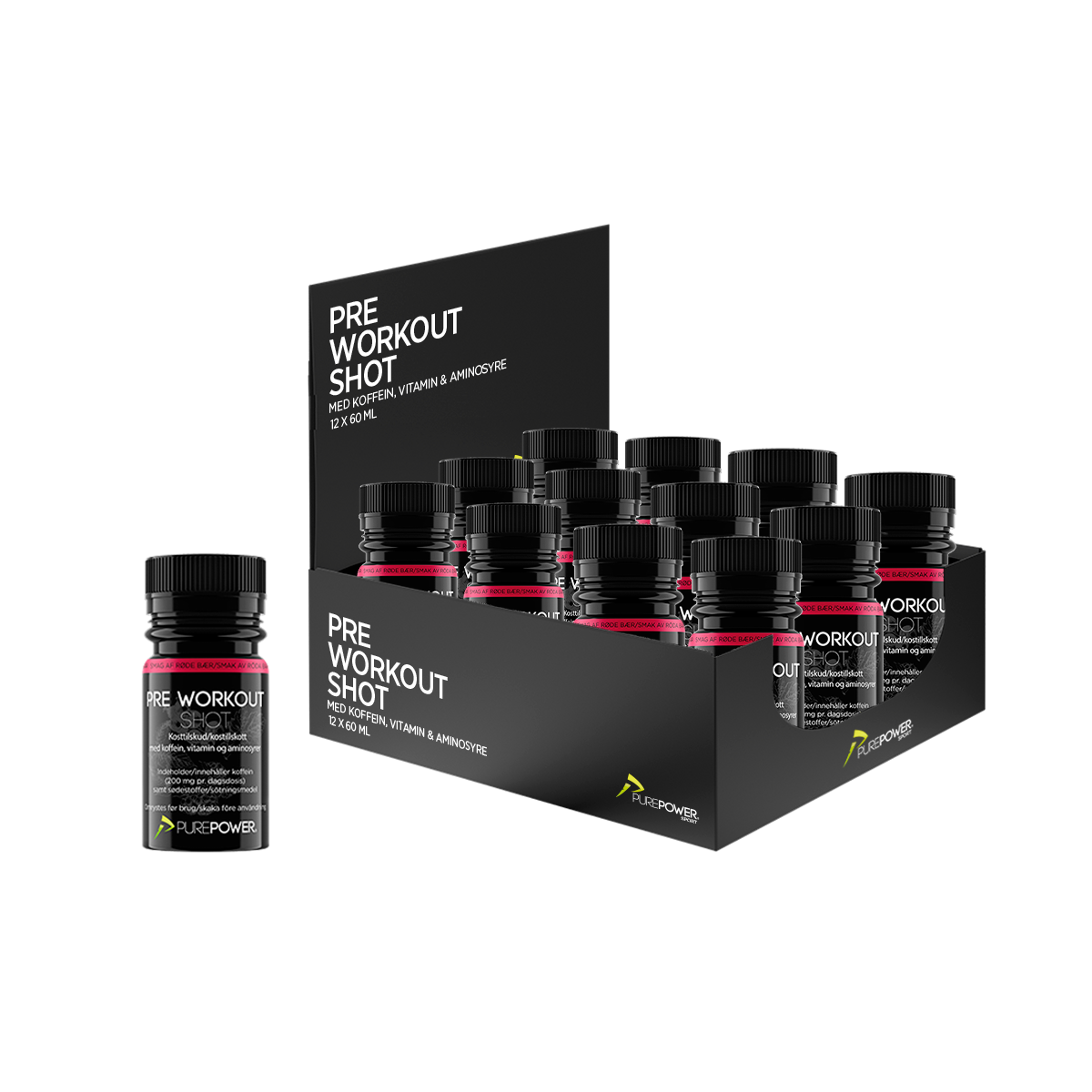 Pre-Workout shot (PWO) Røde bær 12x60 ml